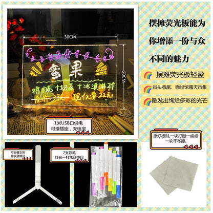 Children's Transparent Luminous Large Writing Board Household Erasable Small Whiteboard Acrylic Stand Message Board Cartoon with Light