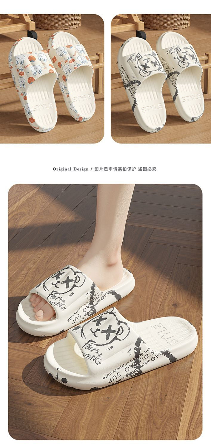 2025 New Summer Slippers for Women to Wear Outside Home Indoor Bathroom Bathing Pregnant Women Anti-Slip Anti-Odor Couple Sandals Slippers