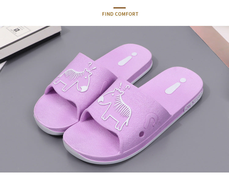 Summer Pvc Bathroom Slippers Home Cartoon Couple Slippers Indoor Cute Bath Non-Slip Sandals Women's Stall