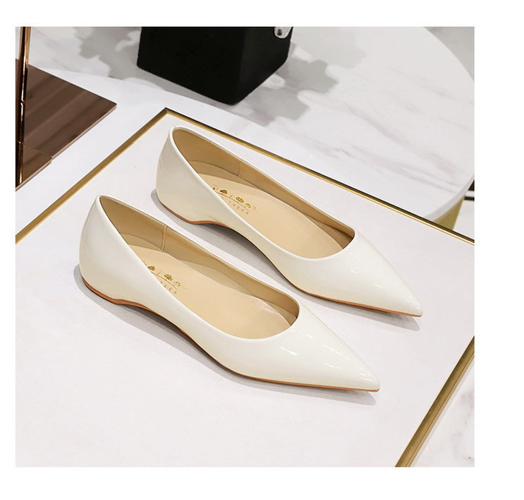 Patent Leather Women Flats Lady Sexy Evening Party Slip On Flat Shoes Women Sharp Pointed Low Heel Shoes Leisure Female Shoes