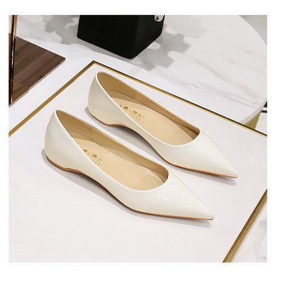Patent Leather Women Flats Lady Sexy Evening Party Slip On Flat Shoes Women Sharp Pointed Low Heel Shoes Leisure Female Shoes