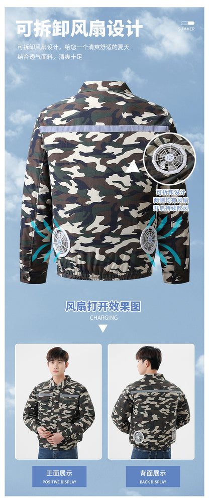 Summer Air Conditioning Clothing Clothes with Three Fans Heatstroke Prevention and Cooling Work Clothing for Men's Construction Site Heatstroke Prevention and Refrigeration Labor Protection Clothing