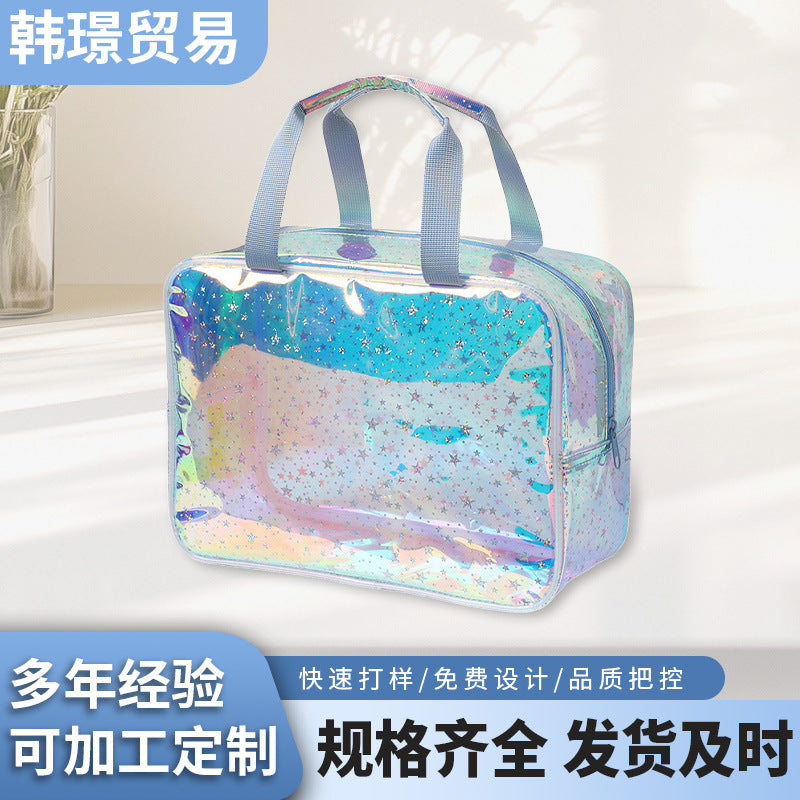 New Pvc Toiletry Makeup Brush Travel Zipper Tote Bag Cosmetic Small Star Makeup Bag Convenient and Large Capacity