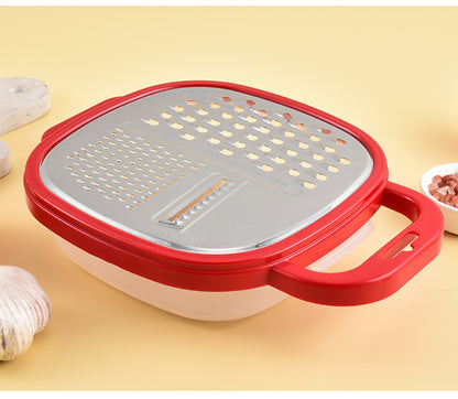 Multi-functional three-in-one stainless steel round planer with lid and bottom box melon Planer melon fruit vegetable grater radish shredder