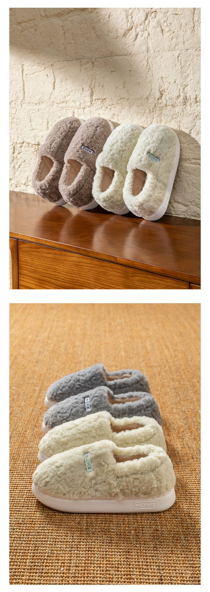 Women's Winter Indoor Warm Non-Slip Thick-Soled Cotton Slippers with Heel Cover, Maternity Cotton Shoes, Plush Outdoor Cotton Shoes for Men