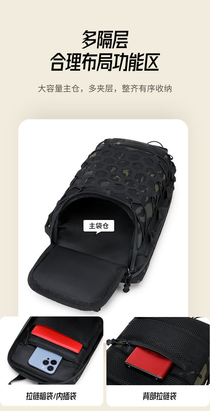 Men's Tactical Chest Bag, Crossbody Bag, Functional Outdoor Travel Lightweight Camouflage Shoulder Bag, Multi-Functional Lure Backpack