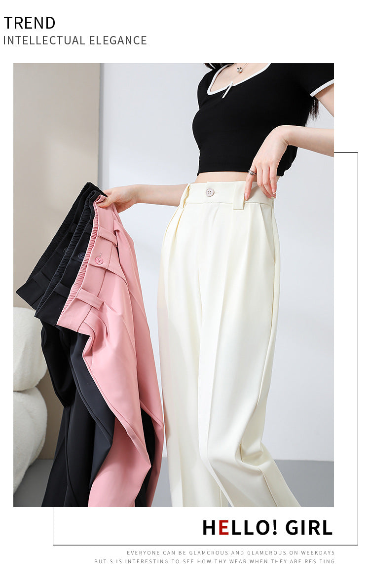 New Style Ice Silk Suit Pants for Petite Women, Cropped Straight-Leg Pants, Summer Thin Cigarette Pants, Free Shipping