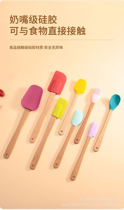 Silicone Large Scraper Special Wooden Handle Baking Silicone Kitchen Tool Cake Homemade Handmade Dessert