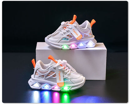 Light-Up Children's Shoes 2025 Spring & Fall New Led Light-Up Soft-Soled Sports Shoes for Small and Medium-Sized Children Women's Fashionable Casual Dad Shoes