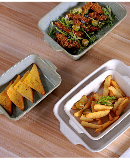 Cross-Border Scandinavian Style Kiln-Turned Baking Pan Amazon Square Steak Plate High-Value Tableware Available for Restaurants and Restaurants