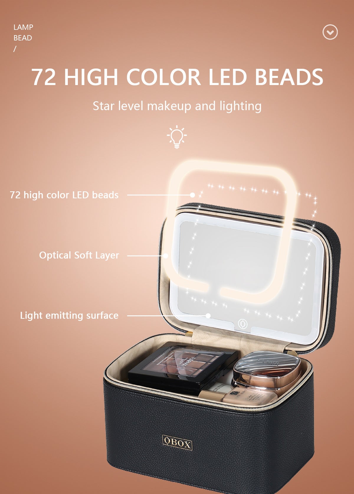 Cross-Border Led Mirror Travel Makeup Bag, Makeup Mirror, Cosmetics Portable Large-Capacity Makeup Case, Hand-Held Beauty Bag