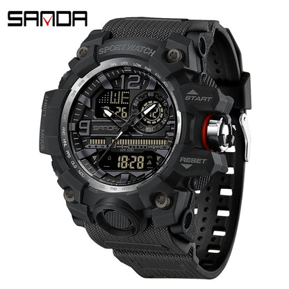 Sanda Hot-Selling Watch Korean Version Student Party Multi-Functional Waterproof Alarm Clock Electronic Watch Cool Dual Display Luminous Sports Watch by PDG ibma