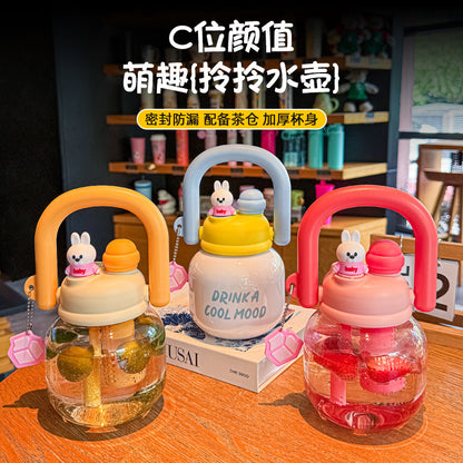 Wholesale Large-Capacity Plastic Straw Cups for Summer, Suitable for Men and Women, with a High Aesthetic Appeal, Portable Outdoor Sports Water Bottles for Children