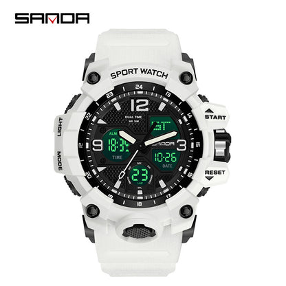 Sanda Hot-Selling Watch Korean Version Student Party Multi-Functional Waterproof Alarm Clock Electronic Watch Cool Dual Display Luminous Sports Watch by PDG ibma