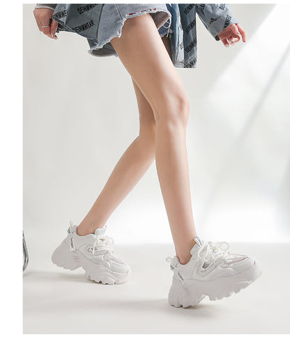 New Spring Shoes, Thick-Soled Women's Shoes, Versatile Height-Increasing Shoes, Non-Slip, Breathable, Lightweight Dad Shoes, Mesh Sneakers for Women