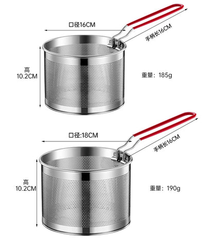 304 Stainless Steel Frying Basket Frying Mesh Basket Cooking Noodles Lander Frying Basket Frying Pan Frying Pan Frying Pan Oil Filter Screen