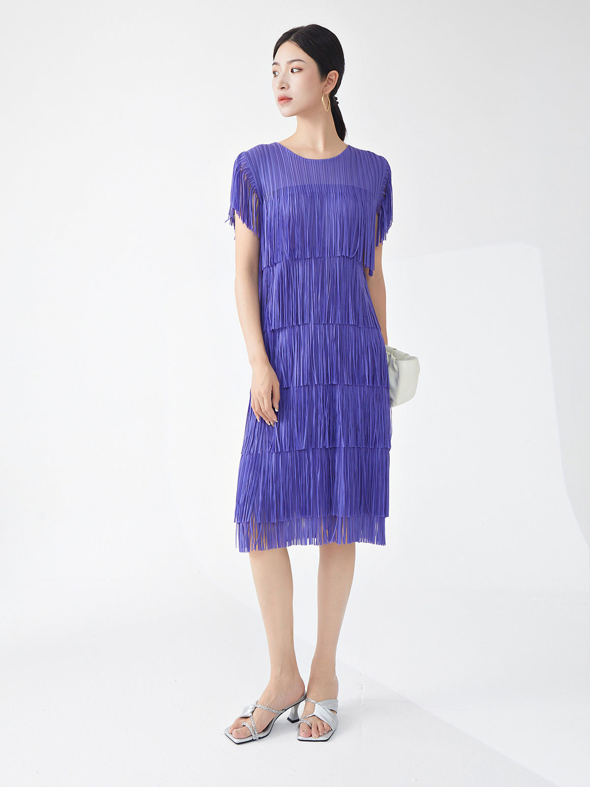 Miyake Hot Selling Dress Commuting Women's Summer Design Niche Drape Temperament Fashionable Elegant Tassel Midi Skirt
