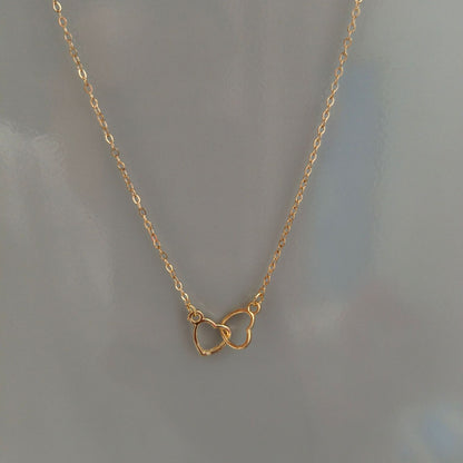 Japanese and Korean Style Ins Cold Style Metal Alloy Peach Heart Double Heart Necklace Women's Ring-Link Small Love Necklace