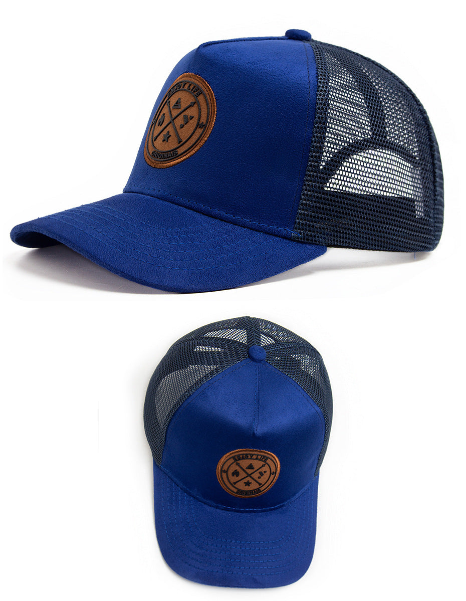 Summer Round Label Suede Baseball Cap Men's Mesh All-match Sunshade Women's Hip-hop Hat Trendy Foreign Trade Explosions in stock