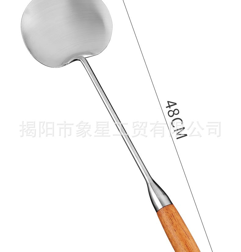 316 food grade stainless steel spatula kitchen home cooking spatula special stir-frying spoon solid wood handle 304 mushroom spatula