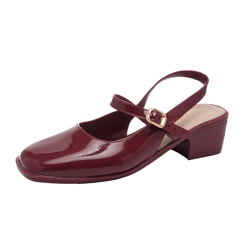 Cross-border Square Thick Heeled Baotou Sandals Women's 2025 Foreign Trade New Summer Fashion Women's Shoes Mary Jane Shallow Mouth Shoes