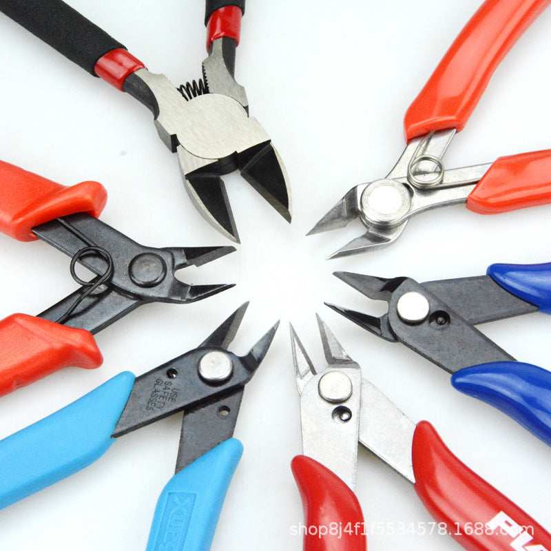 170 Oblique Nose Pliers Pointed-nose Pliers Water-mouth Pliers Gundam Split Cool Model Small Blue Oblique-mouth Pliers Cable Tie-cutting Pliers Fruit Cutters