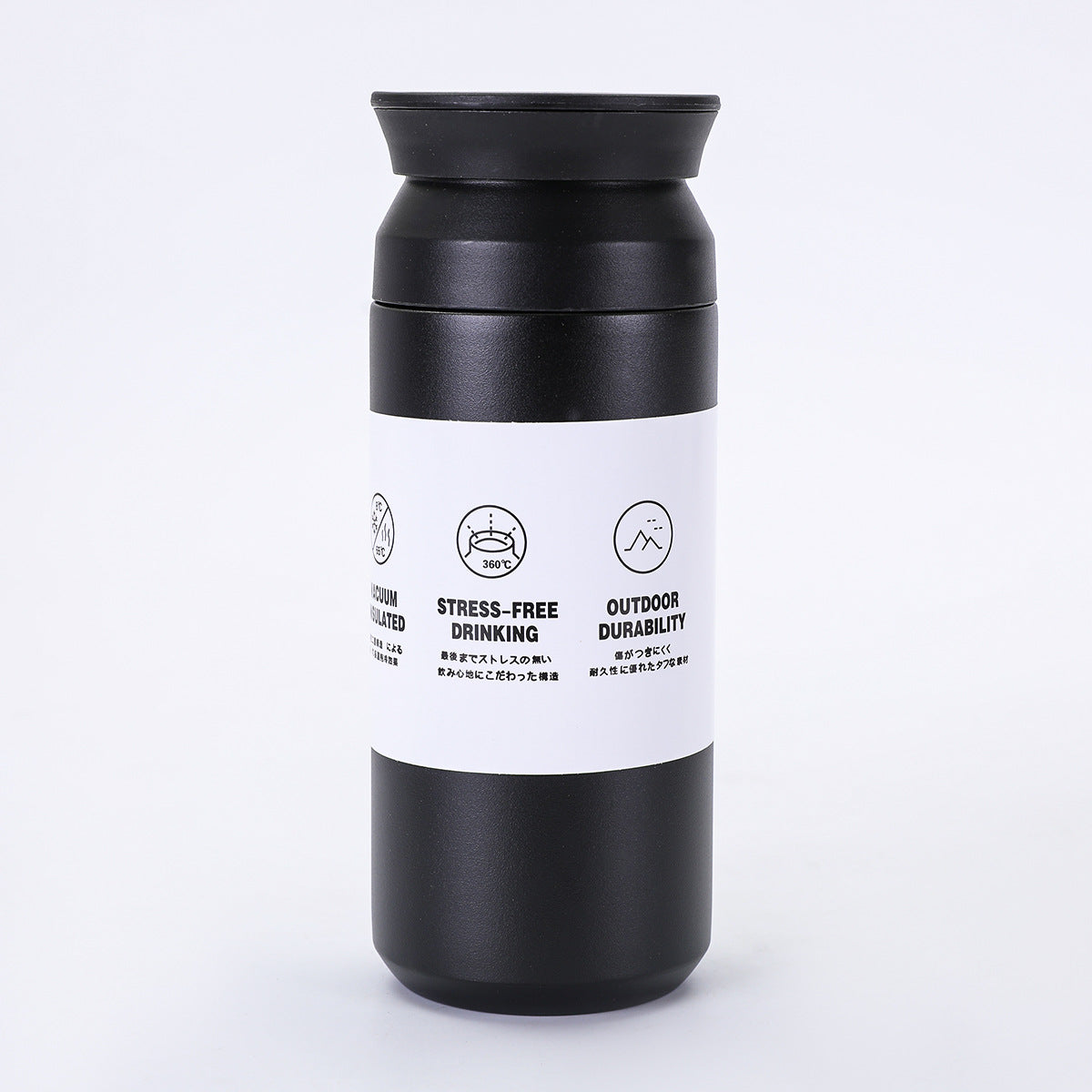 New Japanese Element Cup Flat Lid Simple Accompanying Water Cup Portable 304 Stainless Steel Double Layer Vacuum Thermos Cup
