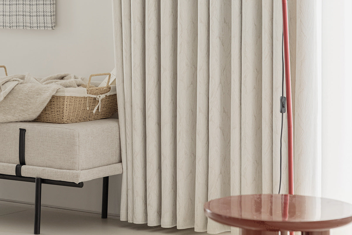 Cream Style Jacquard Curtain for Bedroom Premium Chenille Shading Living Room Bedroom French Light Luxury Shaoxing Curtain