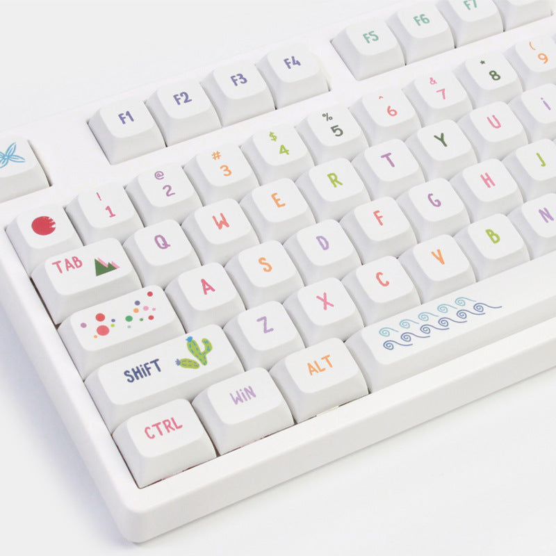XDA Height Pacha Dog Theme Pattern Yellow Green Keycap Thermal Sublimation Mechanical Keyboard Cap Small Full Set PBT Keycap