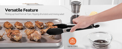 Silicone Clips for Kitchen Non-Stick Pans, Anti-Scalding and High Temperature Resistance, Household Barbecue and Steak Special Set, Stainless Steel Food Clips