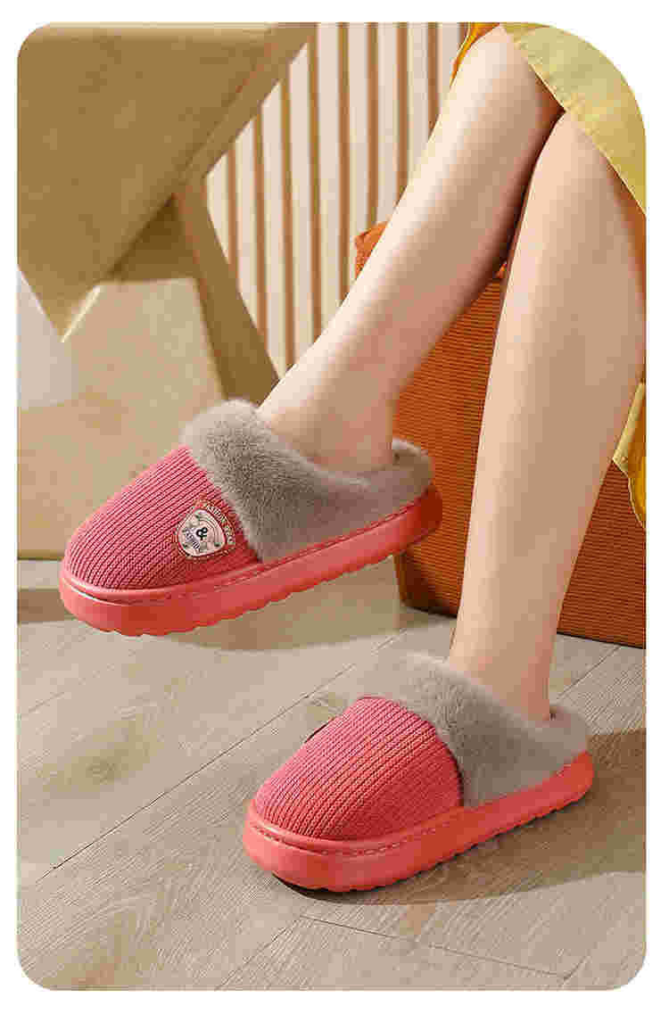 Autumn and Winter Cotton Slippers for Women 2025 New Home Indoor Couple Warm Plush Thickeneded Bottom Men's Cotton Slippers