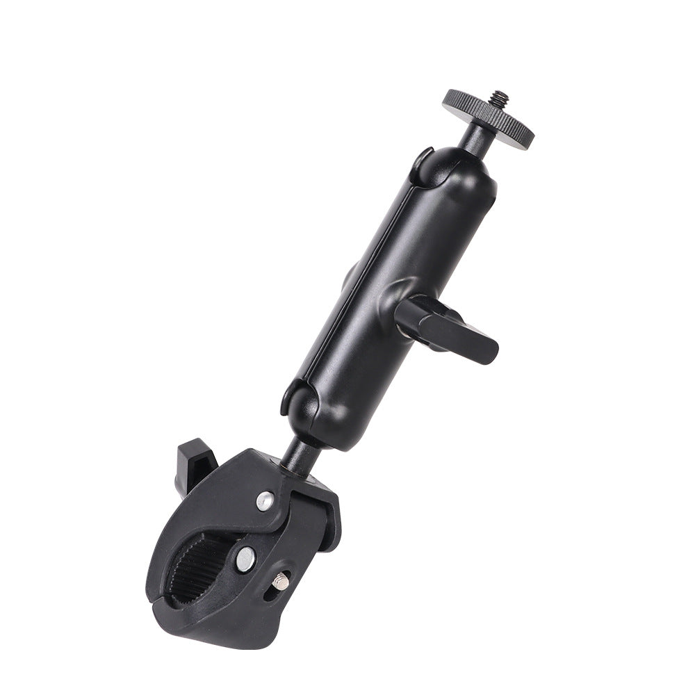 Action Camera Handlebar Bracket, Cycling Navigation Double-Head Clamp Bracket, Universal Ball Head Motorcycle Mobile Phone Holder