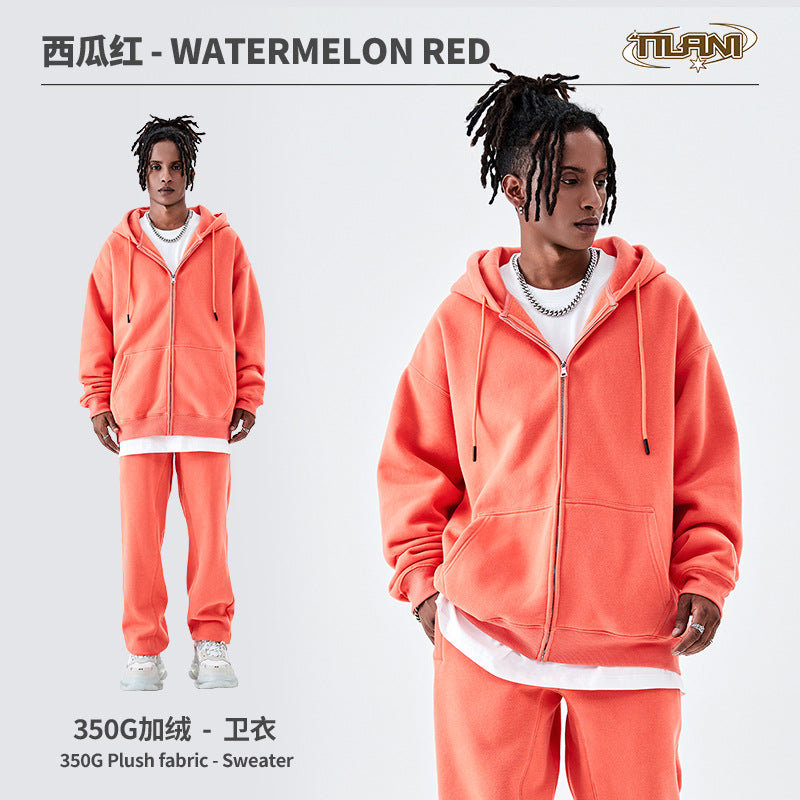 Tilani Men's Sweatshirt Cross-Border Casual Sports Suit Fashionable Pure Color Sweatshirt for Men and Women Simple Zipper Hoodie