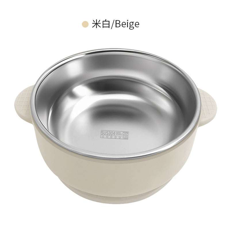 Cross-border Stainless Steel Children's Bowl Household Cute Baby Drop-resistant Heat-insulated Tableware Kindergarten Children's Rice Bowl with Suction Cup