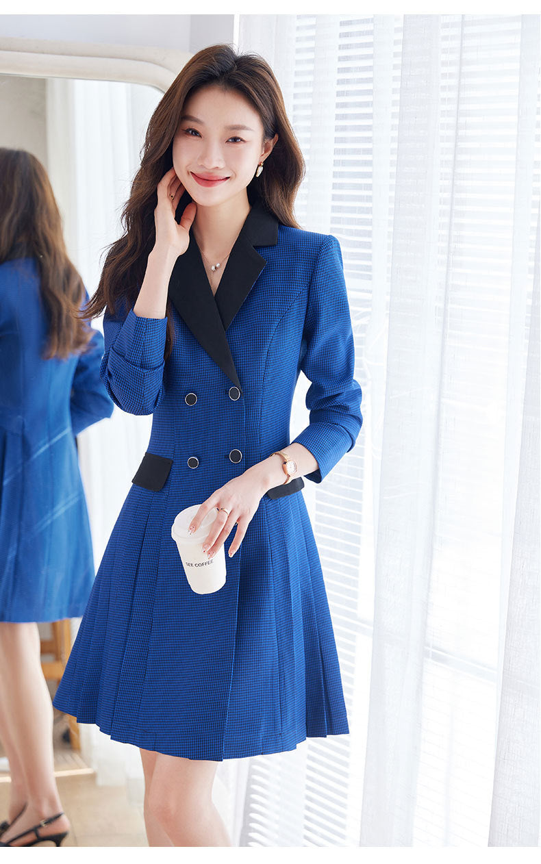 French Hepburn Style Small Black Dress High Sense High Cold Royal Sister Fried Street Small Fragrance Style Pleated Professional Suit dress Summer