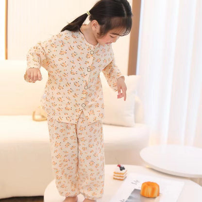 New Class A Children's Cotton Yarn Pajamas suit Boys and Girls Home Clothes Two-piece Cotton Baby's Spring and Autumn and Summer Children's Clothing