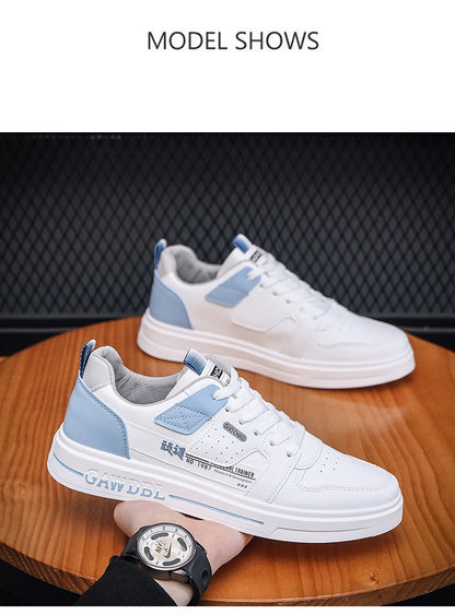 Men's Shoes Korean Style Trendy All-match Trendy Shoes Sports Winter 2023 New White Shoes Skate Shoes Waterproof Casual Leather Shoes