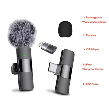 Cross-border new wireless collar clip microphone factory portable audio video recording mini K1 microphone