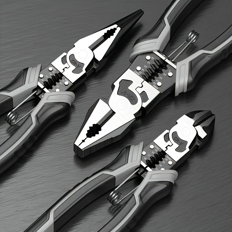 German-Style Multi-Functional Hand Pliers, Industrial-Grade Eccentric Wire Pliers, Needle-Nose Pliers, Diagonal Nose Pliers, Electrician's Special Pliers for Wire Stripping