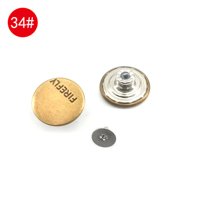 Wholesale In-Stock Waist-Cinching Button-Free Detachable Jeans Buttons, Eco-Friendly Buttons, Screw Metal I-Shaped Buckles