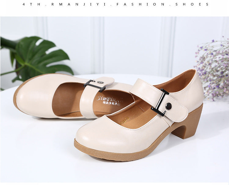 Factory direct sales dance shoes wholesale round head modern square dance shoes ladies mother shoes cross-border products 2025