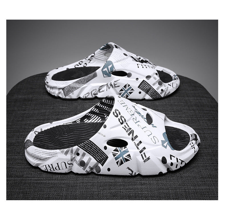 Coconut Slippers for Men to Wear Outside in Summer, Non-Slip Thick Soles for Stepping on Shit, Home Bathing, Men's Outdoor Sports Beach Sandals