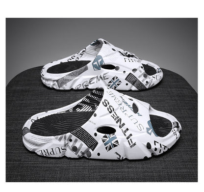 Coconut Slippers for Men to Wear Outside in Summer, Non-Slip Thick Soles for Stepping on Shit, Home Bathing, Men's Outdoor Sports Beach Sandals