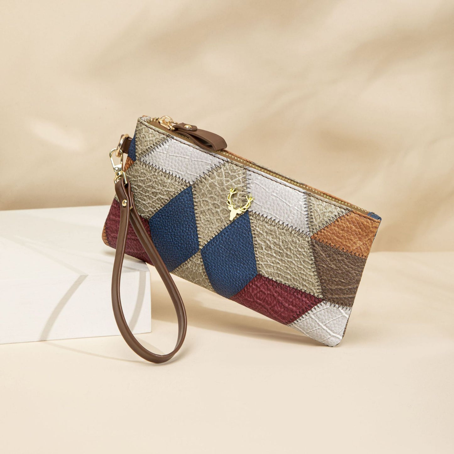New Fashion Small Square Bag, Cross-Border High-End Retro Wallet, Versatile Zipper Bag, Women's Trendy Color-Blocking Clutch Bag