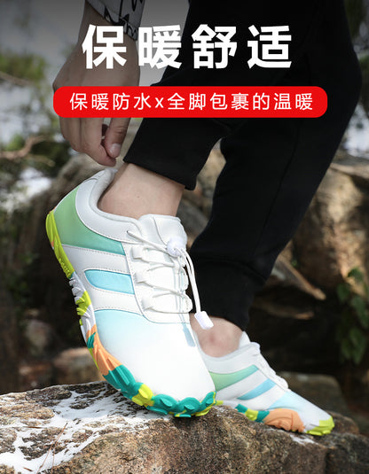 Outdoor Snow Boots, Home Cross-Border Winter New Style, Non-Slip Short Style, Fleece-Lined Warm Cotton Shoes, Thick-Soled Barefoot Five-Toe Shoes