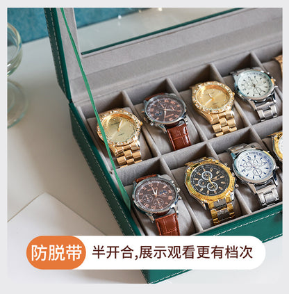 2025 New Leather Watch Box Storage Box with Lock Home Watch Organizer Display Box Mechanical Watch Jewelry Box