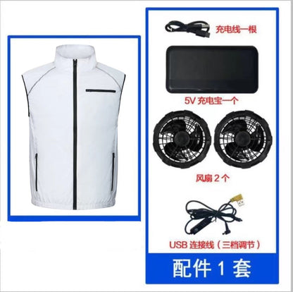 Wholesale air conditioning clothing sleeveless summer heatstroke prevention and cooling clothing with fan construction site labor protection clothing cross-border Japanese and Korean explosions
