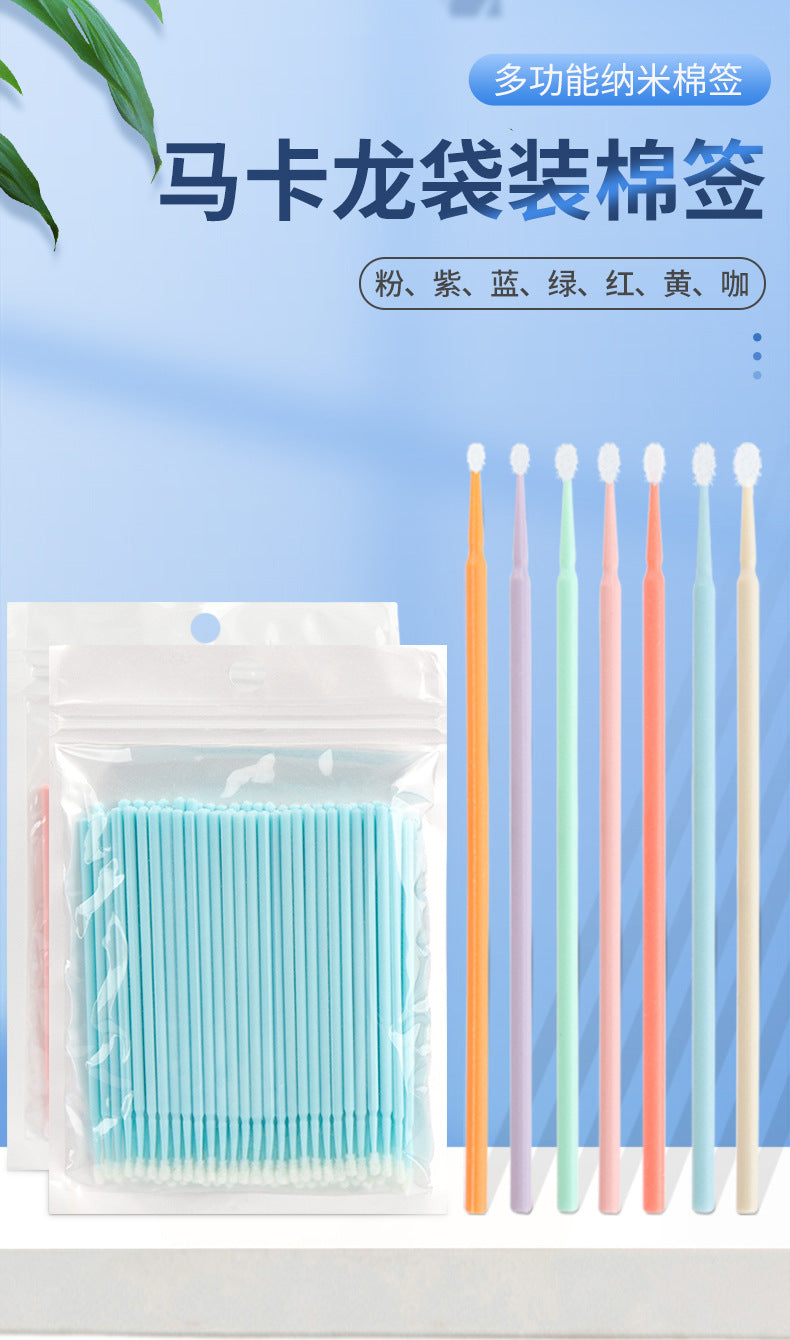 Wholesale New Macaron Color Removal Cotton Swab Grafting Eyelash Cleaning Cotton Stick Eyelash Multifunctional Nano Micro Coater