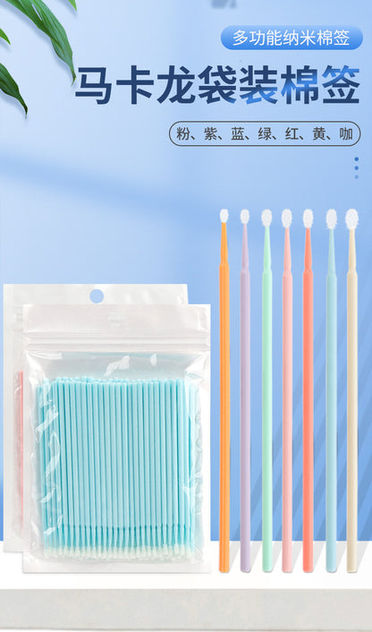 Wholesale New Macaron Color Removal Cotton Swab Grafting Eyelash Cleaning Cotton Stick Eyelash Multifunctional Nano Micro Coater
