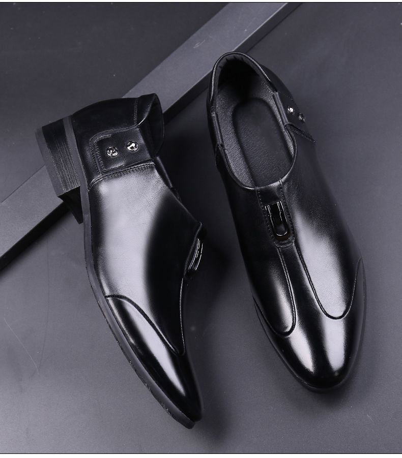 Men's Business Formal Wear Genuine Leather Black Patent Leather Shoes Men's Trendy Shoes for Work Spring and Autumn Korean Style British Pointed Toe Men's Shoes